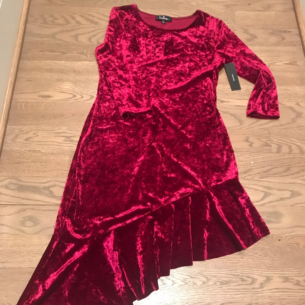 NWT LuLus Asymmetrical Velvet Dress